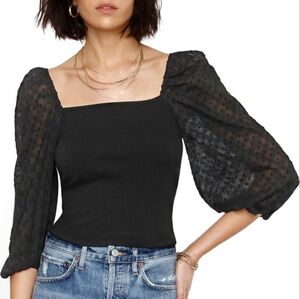 Black Puff Sleeve Top